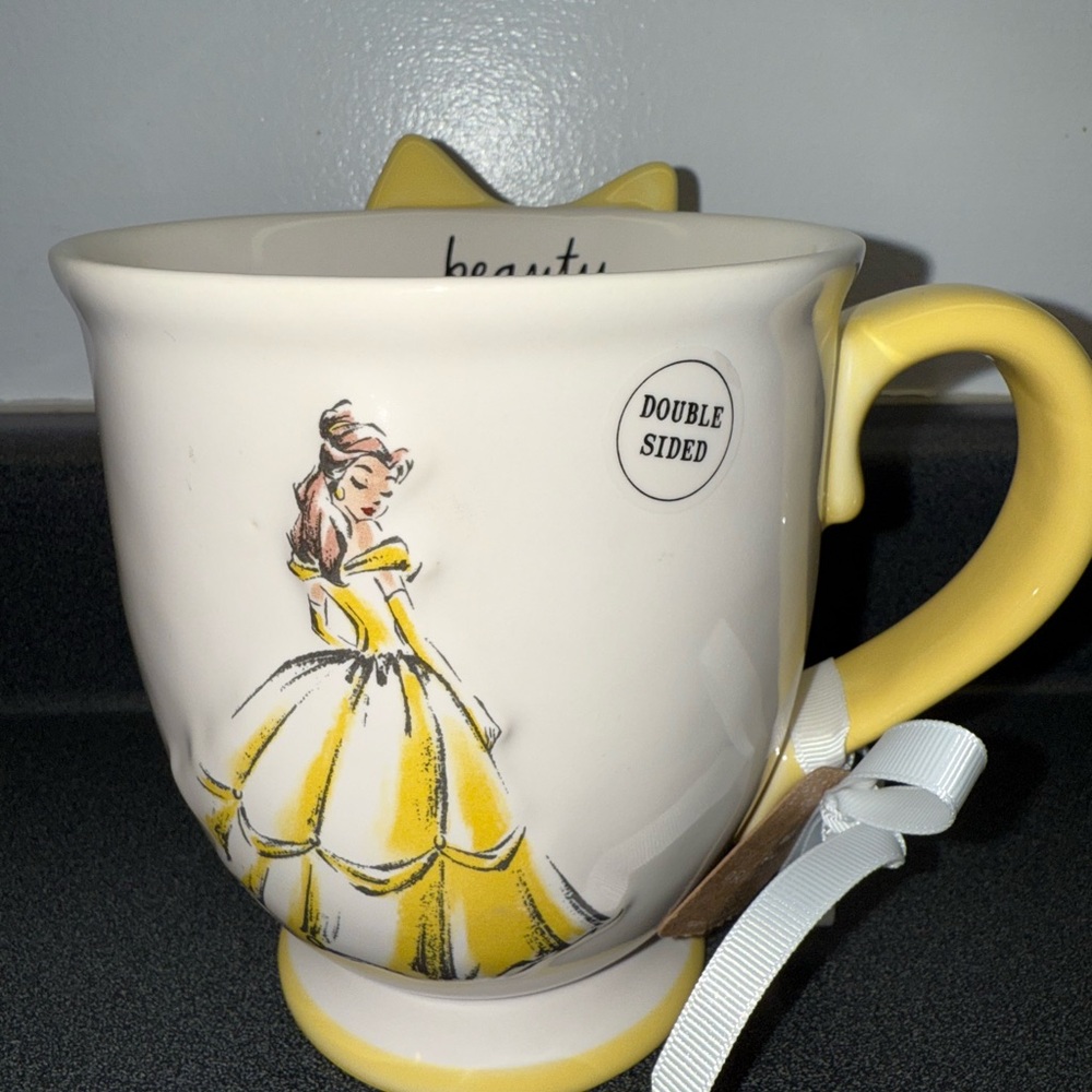 Disney Yellow and White Belle Mug for Dining